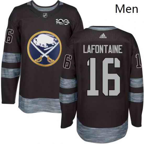 Mens Adidas Buffalo Sabres 16 Pat Lafontaine Authentic Black 1917 2017 100th Anniversary NHL Jersey